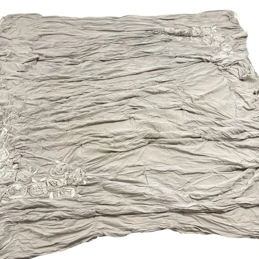 Soft Surroundings Embroidered Reversible Comforter King Size Bedding Cotton Gray